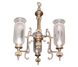 Three Light Chandelier with Frosted and Etched Shades