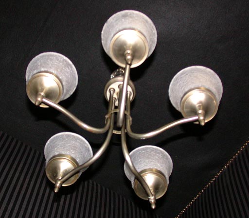 Five Arm Pewter Finish with Murano Frosted Glass