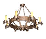 Metal Ring Chandelier with Applied Ornament