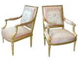 Pair Napoleon lll Giltwood Armchairs with Aubusson