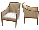 Pair of Inlaid  Mahogany Armchairs in the Style of  Frank