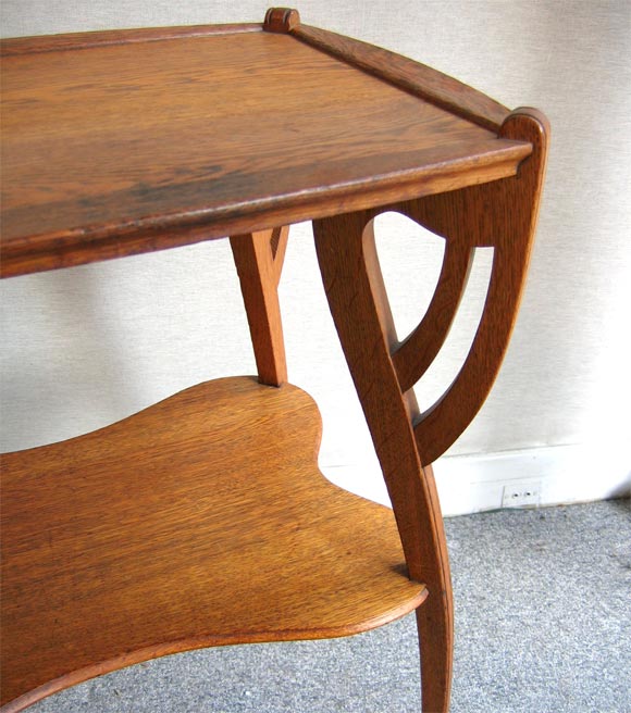 Two-Surfaces Art Nouveau Oak Table For Sale 2