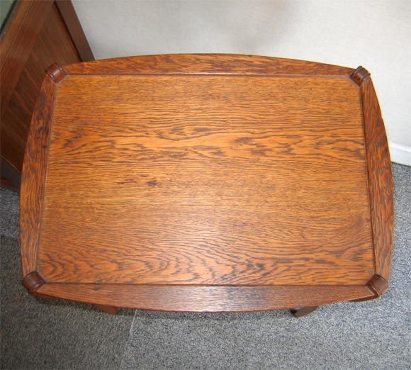 Two-Surfaces Art Nouveau Oak Table For Sale 4