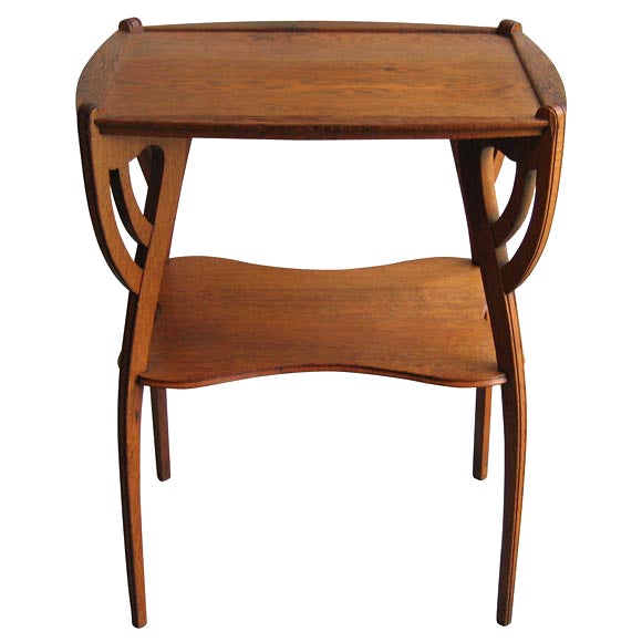 Two-Surfaces Art Nouveau Oak Table For Sale