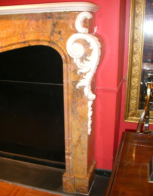 18th Century and Earlier Very Rare George II Sienna and White Statuary Marble Fireplace.