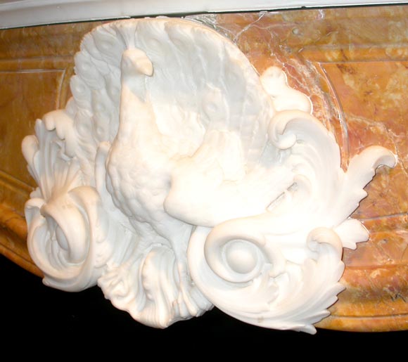 Very Rare George II Sienna and White Statuary Marble Fireplace. 1