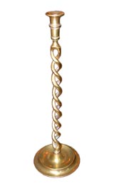 Pair of English Brass Open Twist Tall Candlesticks