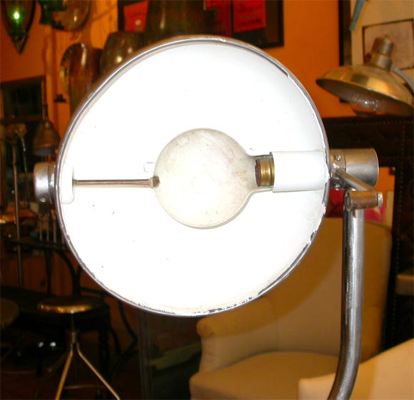 Metal 1920's Industrial Floor Lamp with Saucer Shade
