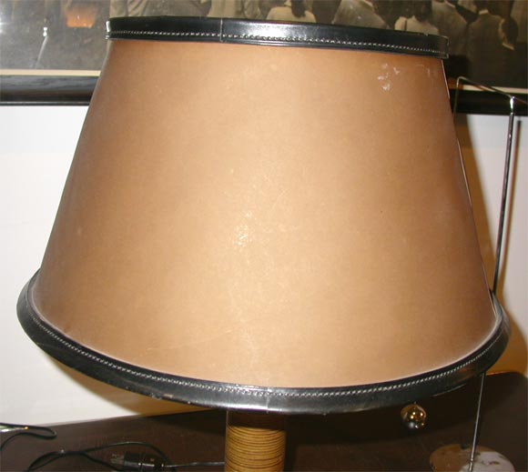 Mid-20th Century 1940's Stacked Leather Lamp Att to Dupre Lafon