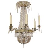 Louis XVI tole and crystal six-light chandelier