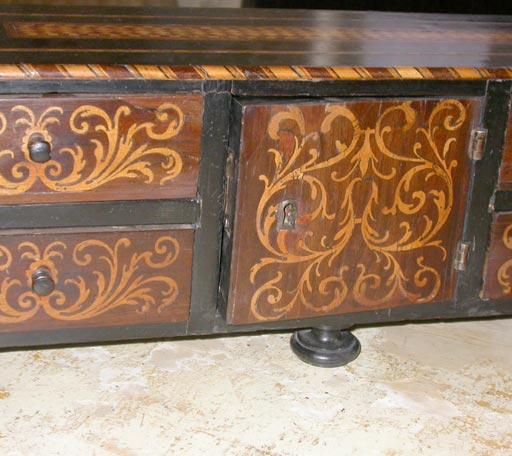 Boxwood 18th Century Ebonized and Inlaid Desk Cabinet For Sale