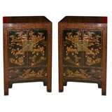 Pair 19th Century  Chinese Black Lacquer Cabinets