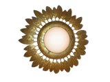 Gilt Metal Sunburst Ceiling Fixture