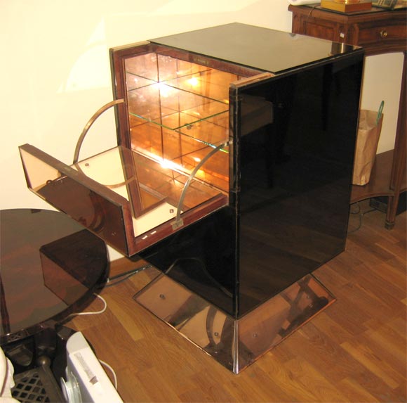 Smoked Mirror Dry Bar In Good Condition For Sale In Paris, ile de france