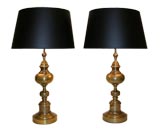 Pair of Spanish 1940
s bronze table lamps