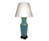 Large blue ceramic lamp
