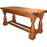Antique French Pine Table  with banded Butcher Block Top