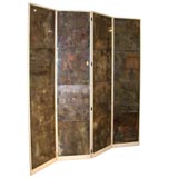 Samuel Marx Four Panel Oxidized Mirror Screen