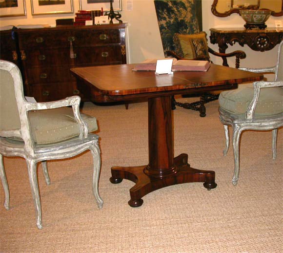 Anglo Indian British Mahogany Fold-Over Pedestal Game Table