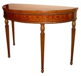Late 19th Century Hand Painted Mahogany Demi-Lune Console Late 19th Century Hand Painted Mahogany Demi-Lune Console