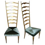 Pair of Gilded Italian Ladder-Back Chairs