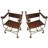 Pair of Italian (Roman Style) Gilded Chairs w/ Real Python Hide