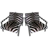 Unique Milo Baughman Chairs in Real Zebra Hide