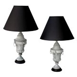 PAIR OF FRENCH NEO-CLASSICAL STYLE ZINC FINIALS  AS LAMPS