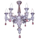 NORTH ITALIAN NEO-CLASSICAL  SILVER-LEAFED SIX-ARM CHANDELIER