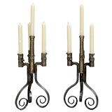 PAIR OF FRENCH CANDLELABRA FABRICATED FROM BAYONETTES