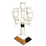 ANGLO-INDIAN ARTS AND CRAFTS IVORY FIVE-LIGHT CANDELABRA