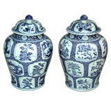 COMPANION PAIR OF CHINESE BLUE AND WHITE BALUSTER VASES