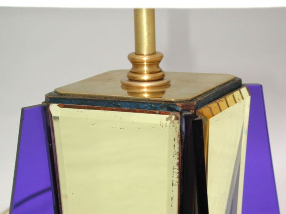 PAIR OF FRENCH ART DECO CITRINE AND COBALT GLASS LAMPS