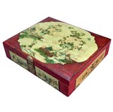 EXOTIC LARGE-SCALED ITALIAN CHINOISERIE RED-LACQUERED BOX