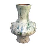 A STUNNING CHINESE IRIDESCENT SILVERY-GREEN GLAZED POTTERY JAR