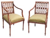 PAIR OF ITALIAN NEO-CLASSICAL  SLATTED-BACK OPEN ARMCHAIRS