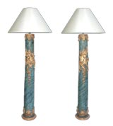 Antique PAIR OF PORTUGUESE BAROQUE COLUMNS MOUNTED AS FLOORLAMPS