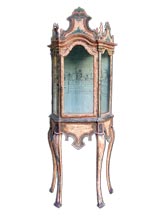 PORTUGUESE BAROQUE FAUX MARBLE PAINTED DISPLAY CABINET