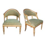 PAIR OF SWEDISH NEO-CLASSICAL WELL-PATINATED GILTWOOD TUB CHAIRS