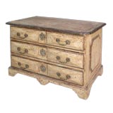 FRENCH LOUIS XIV STYLE TAUPE-PAINTED THREE DRAWER COMMODE