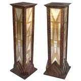 PAIR OF FRENCH ART DECO PALMWOOD PEDESTALS After Dunand/Printz