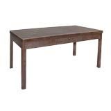 FRENCH ART DECO FAUX LEATHER PAINTED AND PATINATED STEEL DESK