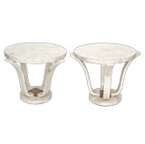 PAIR OF FRENCH ART DECO PARCHMENT COVERED CIRCULAR SIDE TABLES