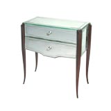 FRENCH 1940'S MIRRORED AND ETCHED TWO DRAWER  SIDE TABLE