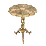 Antique INDIAN POLYCHROMED LACQUER TWELVE-LOBED  TRIPOD SIDE TABLE