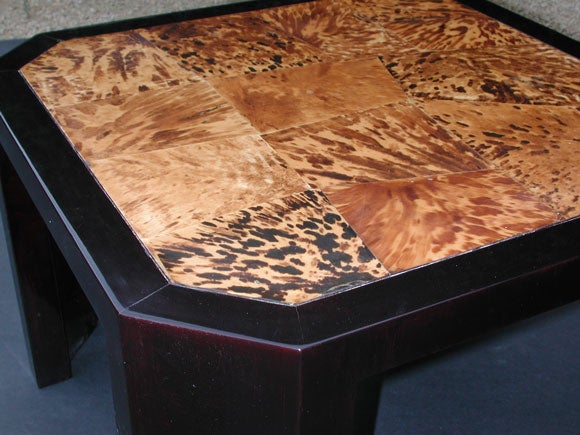 ITALIAN 1950'S BLACK LACQUER OCTAGONAL SIDE TABLE