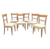 SIX FRENCH 1940
S CHERRYWOOD DINING CHAIRS style of Leleu