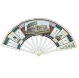 ITALIAN NEO-CLASSICAL 'GRAND TOUR' HAND-PAINTED PIGSKIN FAN