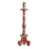MASSIVE ITALIAN BAROQUE IRON RED BOLE TRIPOD PALAZZO TORCHIERE