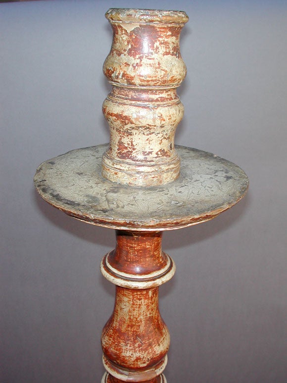 MASSIVE ITALIAN BAROQUE IRON RED BOLE TRIPOD PALAZZO TORCHIERE